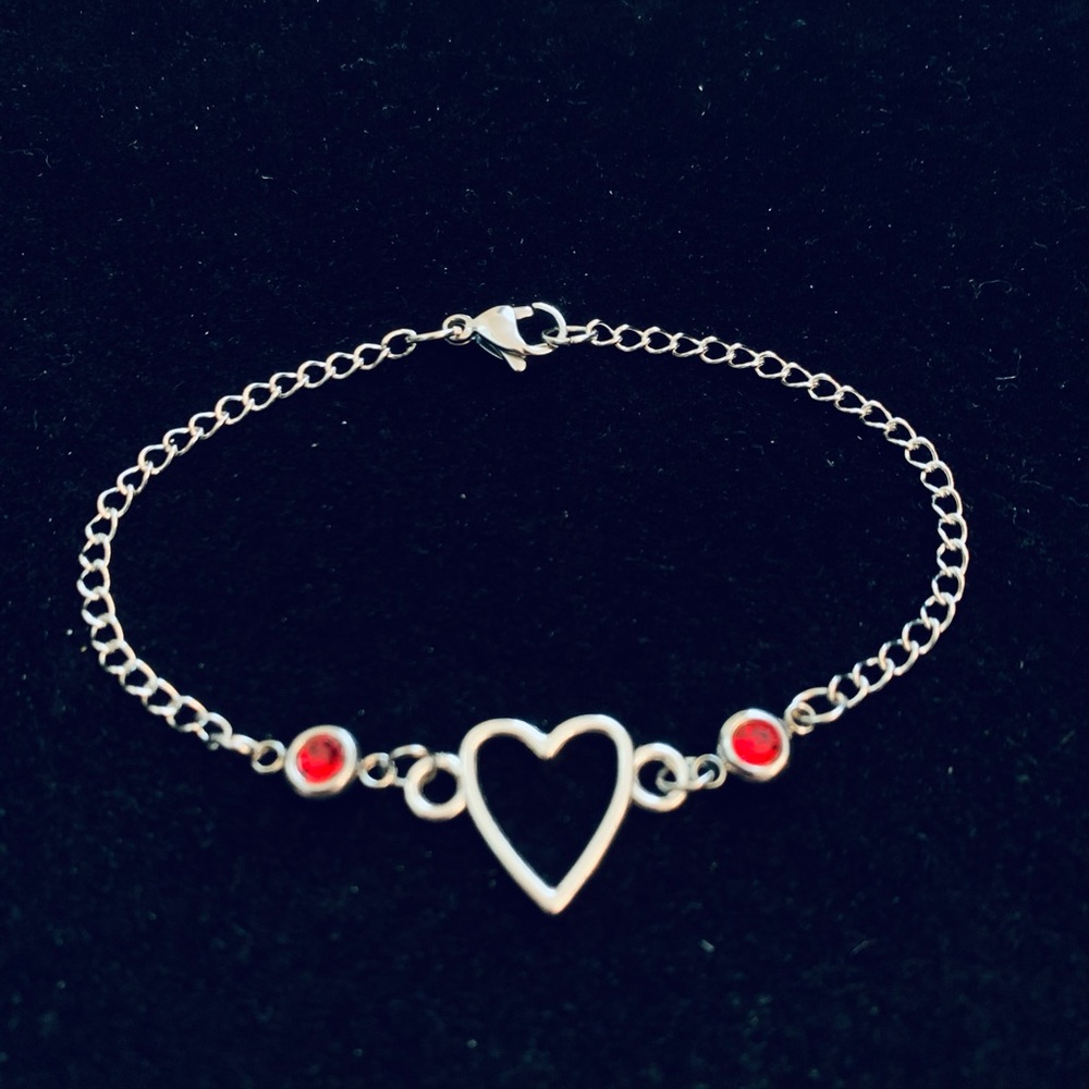 Heart Bracelet Stainless Steel with birthstone charms